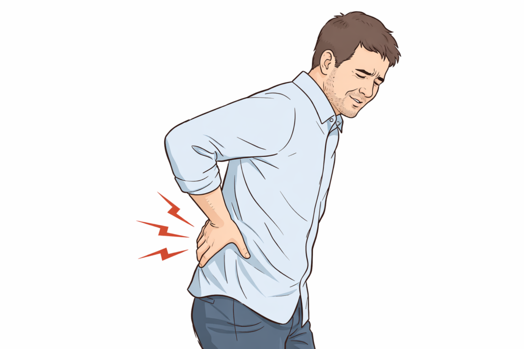 Illustration of a man holding his lower back due to back pain